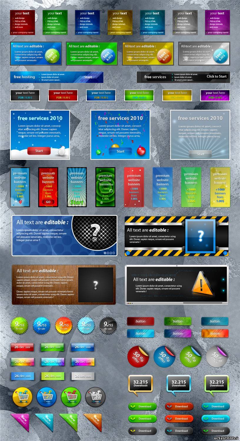 PSD-блоки для сайтов. Набор блоков для сайтов.