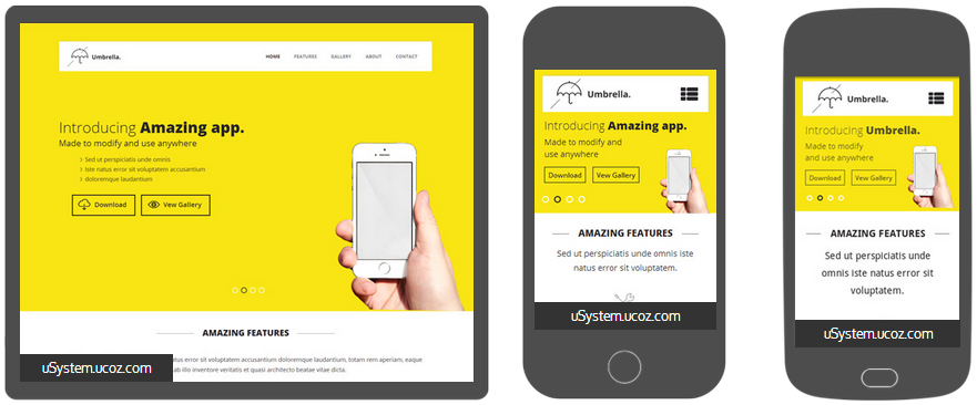 Umbrella a Mobile App based Flat Bootstrap Responsive web template